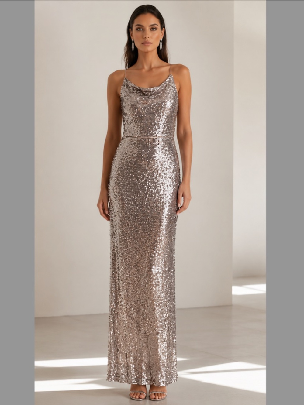ADRIANNA PAPELL Sexy Elegant Prom Wedding Special Event Sequin Stunning Gown